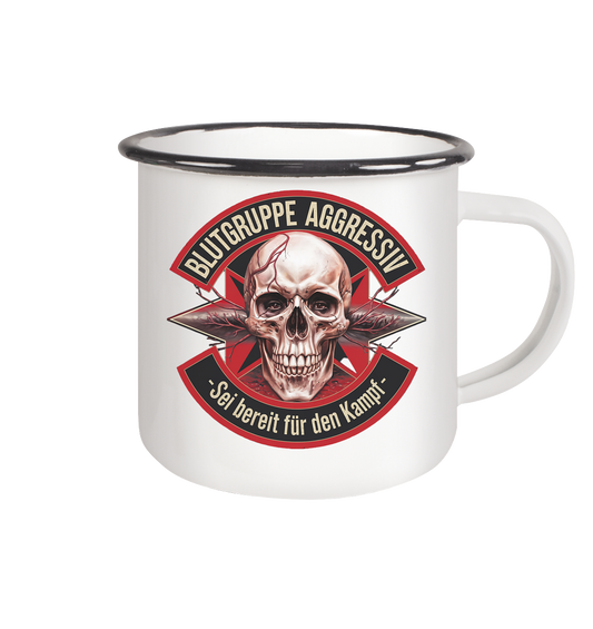 Blutgruppe Aggressiv - Emaille Tasse (Black)